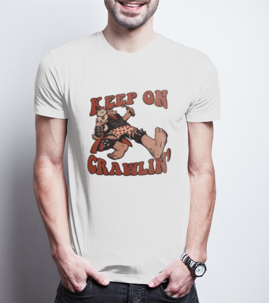 Keep On Crawlin Fat Freddys Cat Cartoon Man Holding Dynamite Cat T-Shirt
