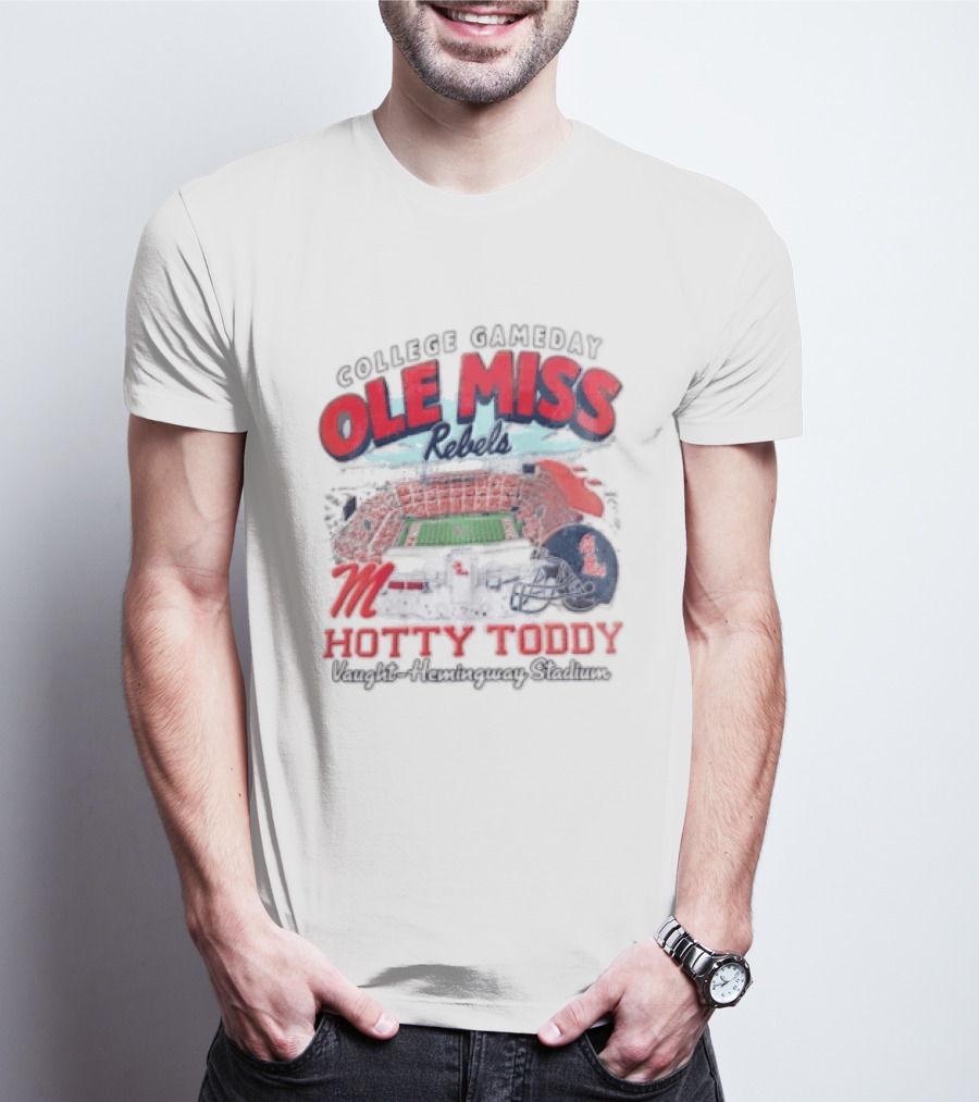 College Gameday Ole Miss Rebels Hotty Toddy Football Stadium Helmet T-Shirt