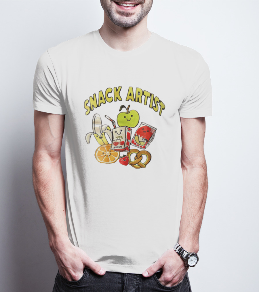 Snacks Juice Banana Apple Chips Pretzel Orange Cartoon T-Shirt