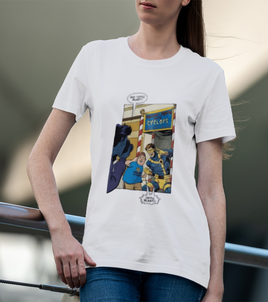 Cyclops Optic Blast Pose Comic Panel Marvel X Men Humor T-Shirt