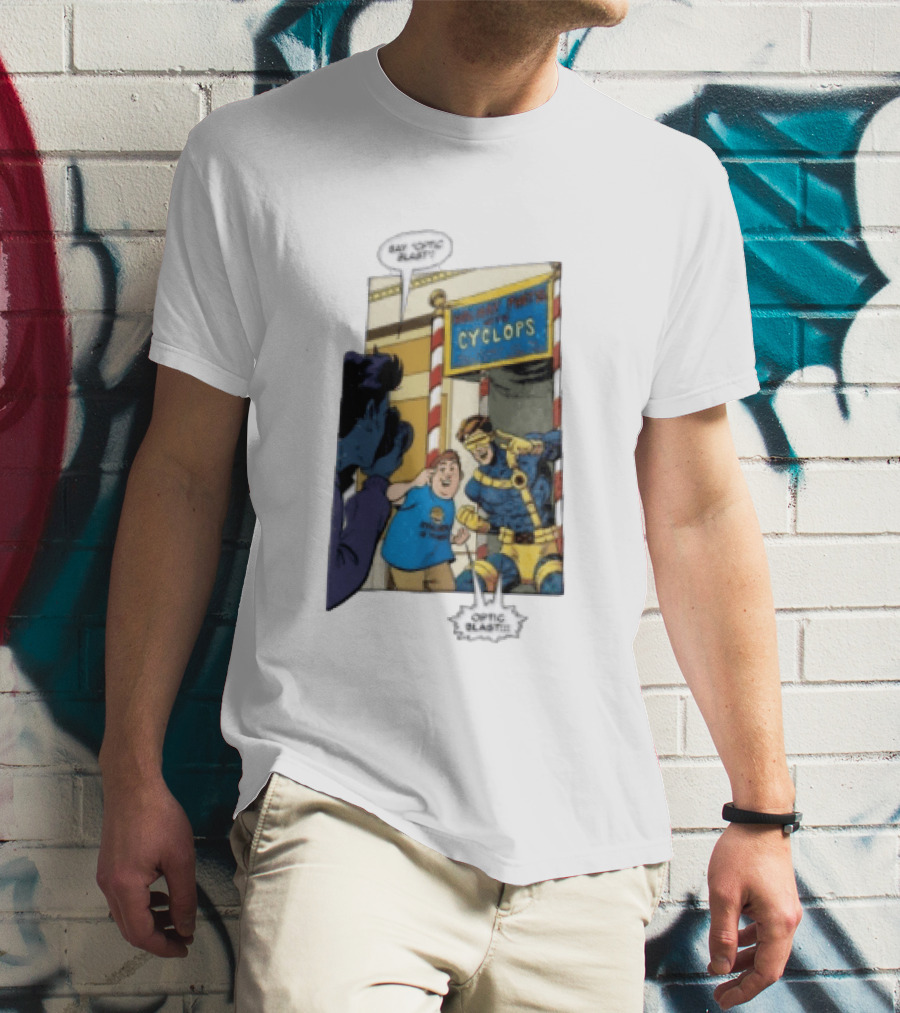 Cyclops Optic Blast Pose Comic Panel Marvel X Men Humor T-Shirt