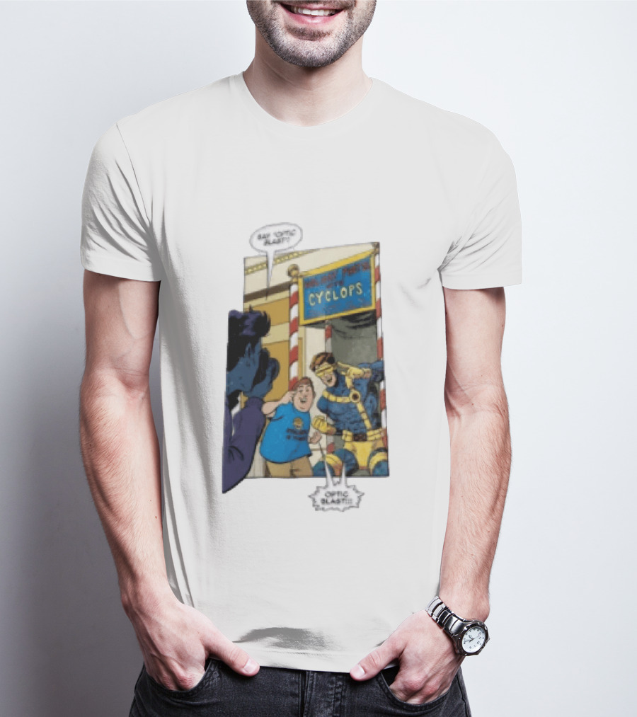 Cyclops Optic Blast Pose Comic Panel Marvel X Men Humor T-Shirt