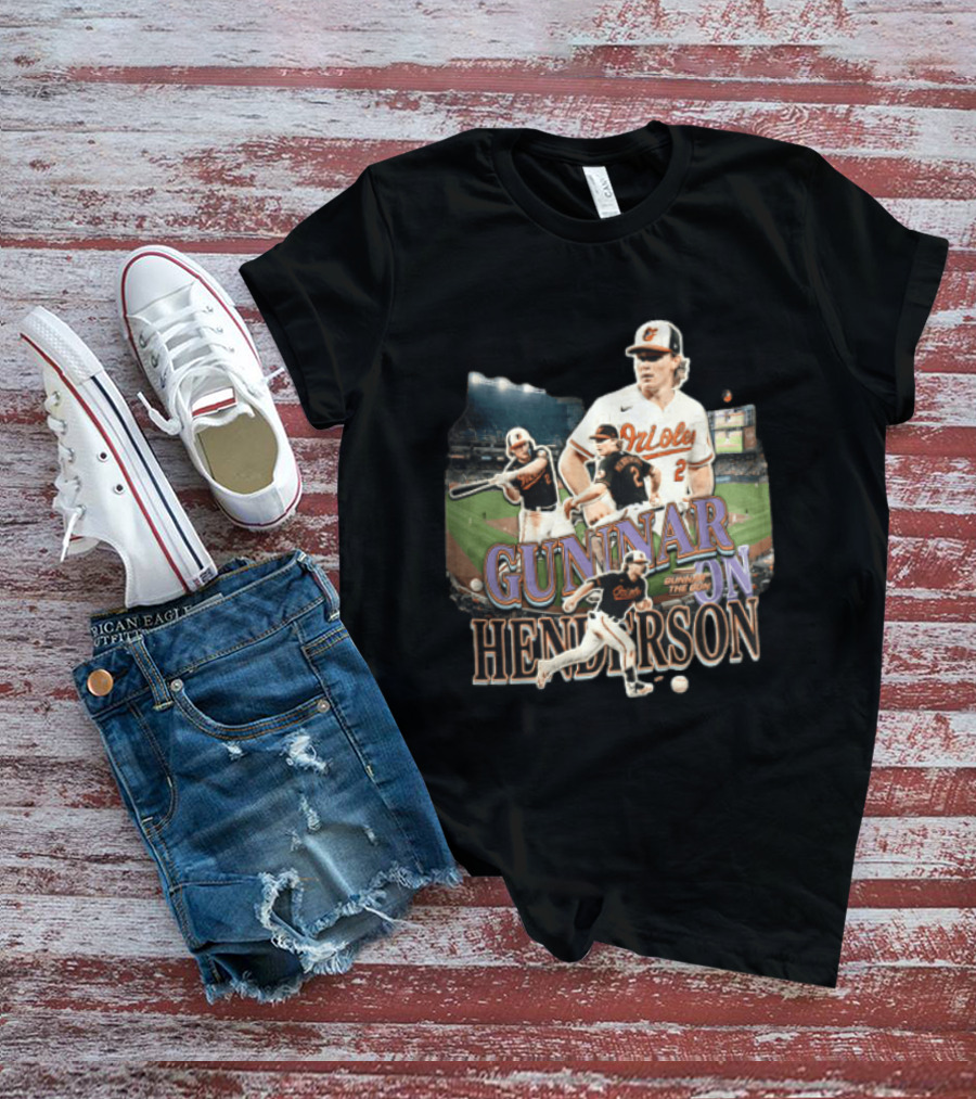 Baltimore Orioles Gunnar Henderson The Gun Baseball Player Action Shots T-Shirt