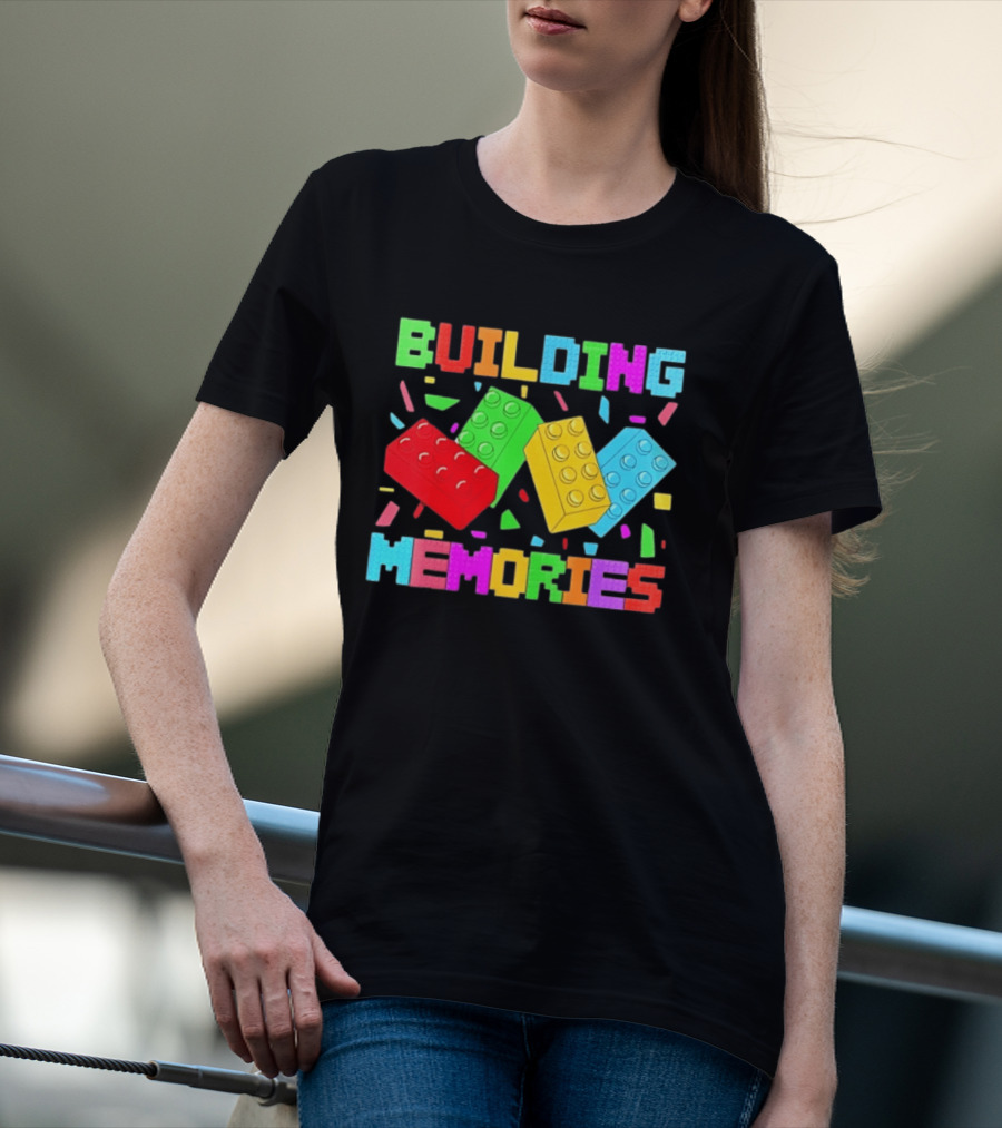 Building Brick Block Memories Colorful Confetti Celebration T-Shirt
