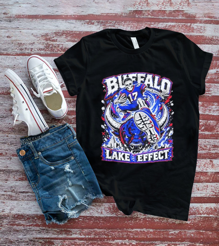 Buffalo Bills Lake Effect 17 Football Player Skull Buffalo T-Shirt
