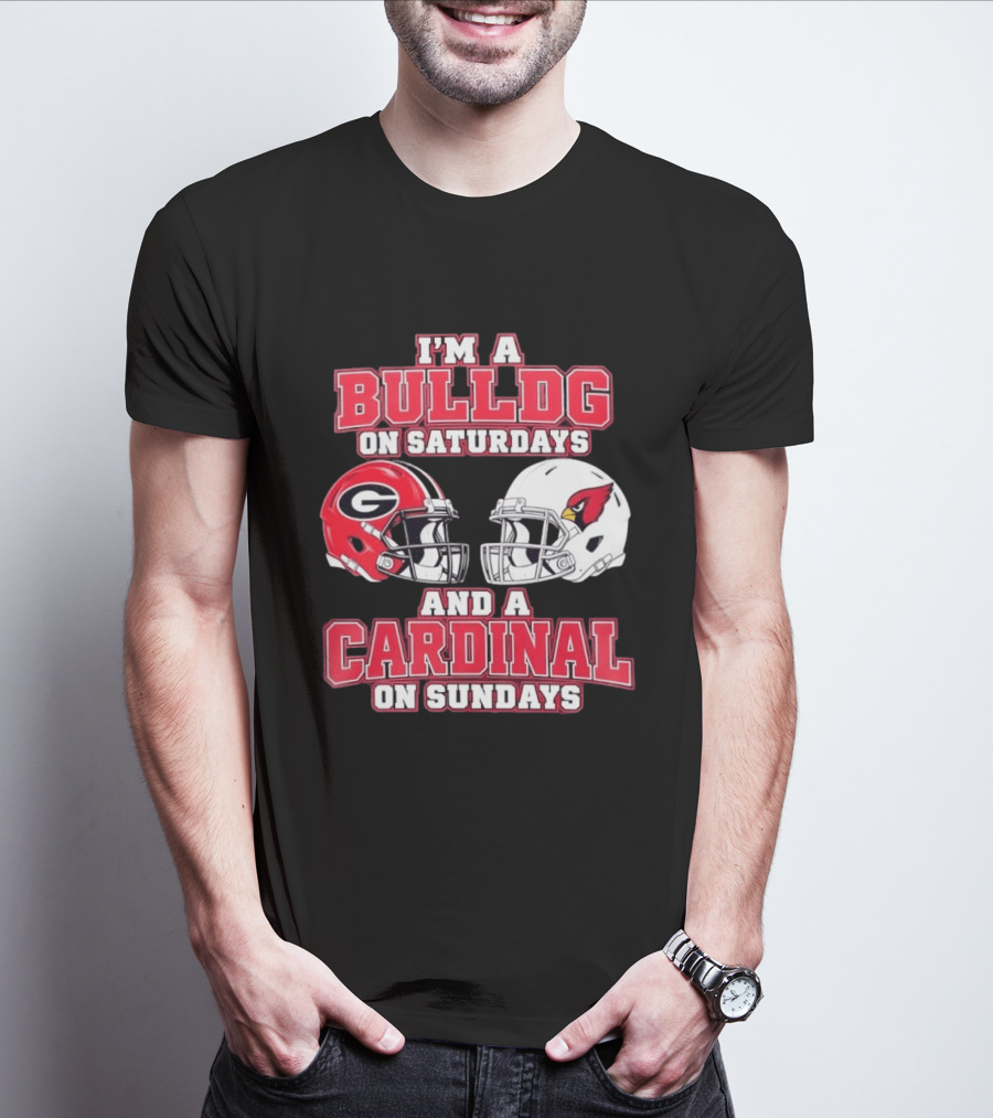 I'm A Bulldog On Saturdays And A Cardinal On Sundays Football Helmets T-Shirt