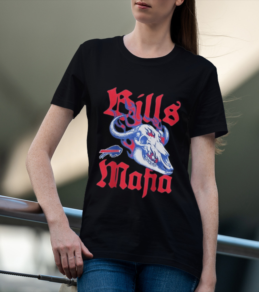 Buffalo Bills Mafia Skull Flames T-Shirt