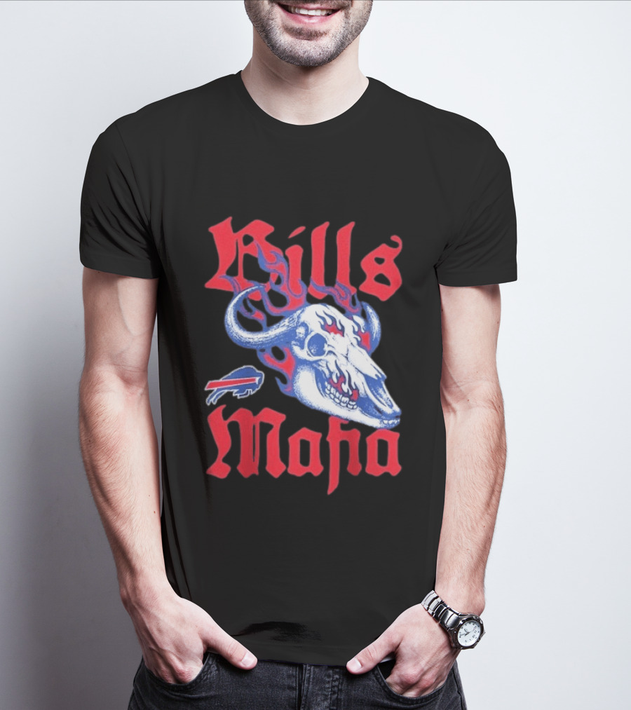 Buffalo Bills Mafia Skull Flames T-Shirt