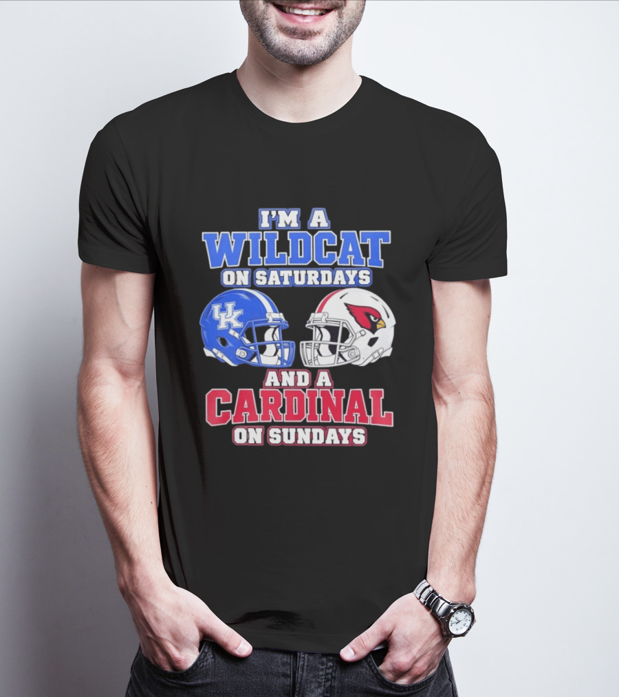 I'm A Wildcat On Saturdays And A Cardinal On Sundays UK And Arizona Football Helmets T-Shirt