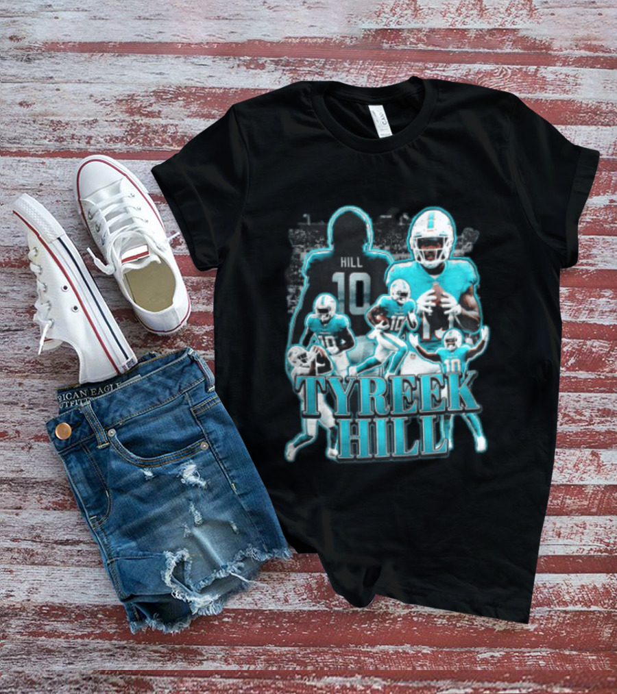 Tyreek Hill Miami Dolphins Football Player Multiple Action Poses T-Shirt