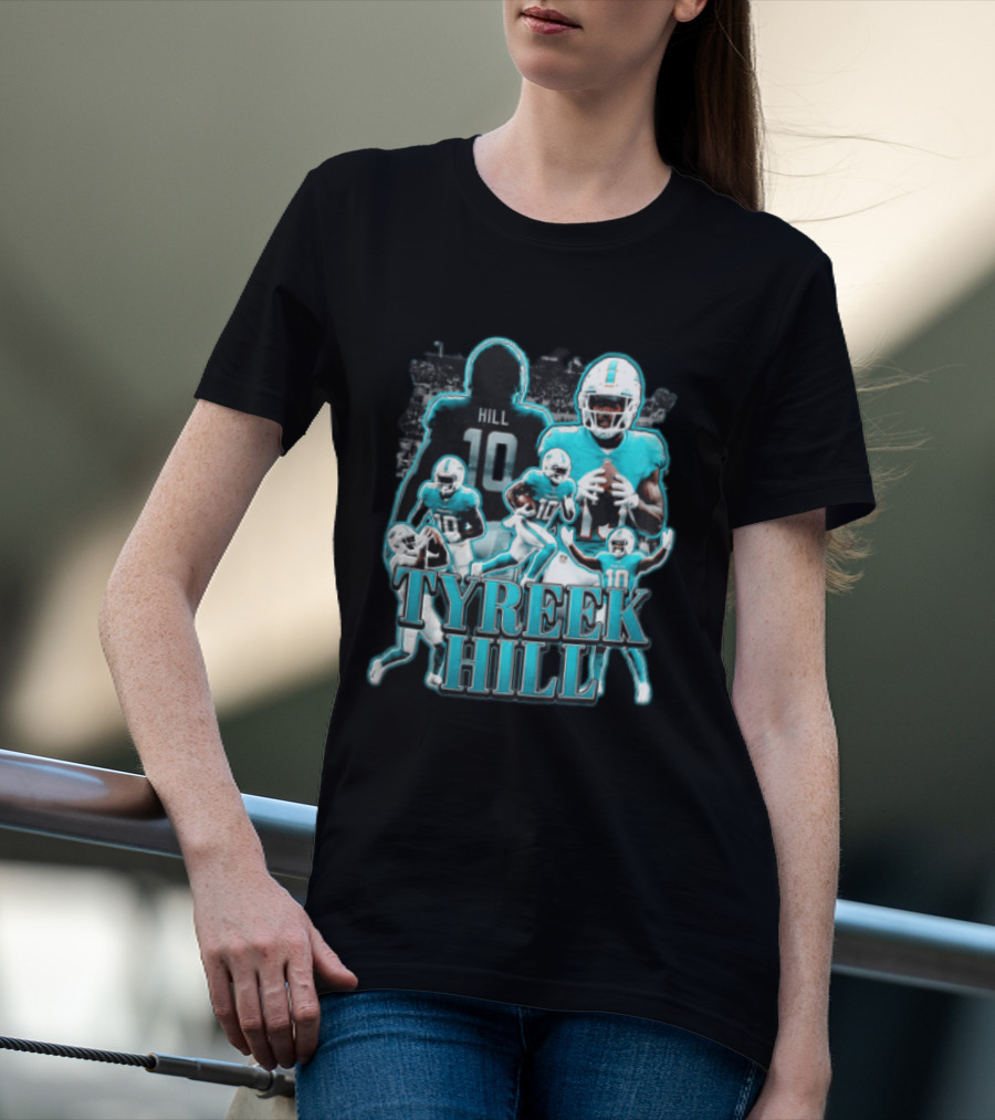 Tyreek Hill Miami Dolphins Football Player Multiple Action Poses T-Shirt