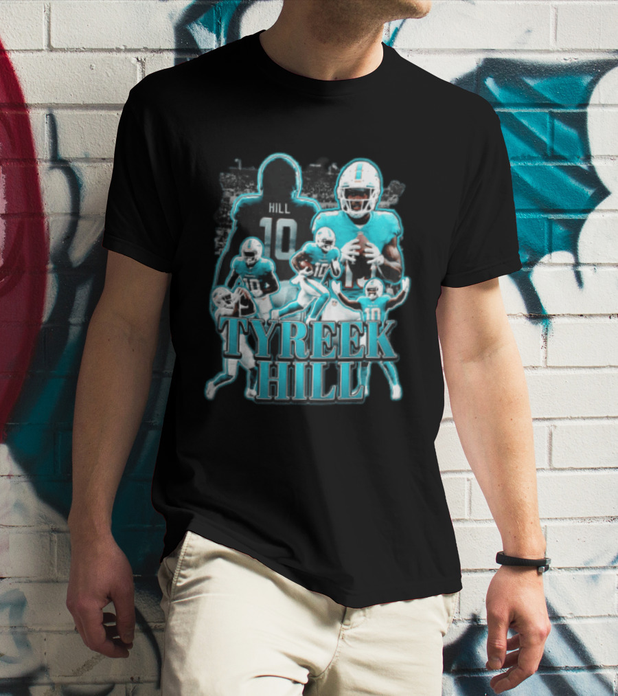 Tyreek Hill Miami Dolphins Football Player Multiple Action Poses T-Shirt