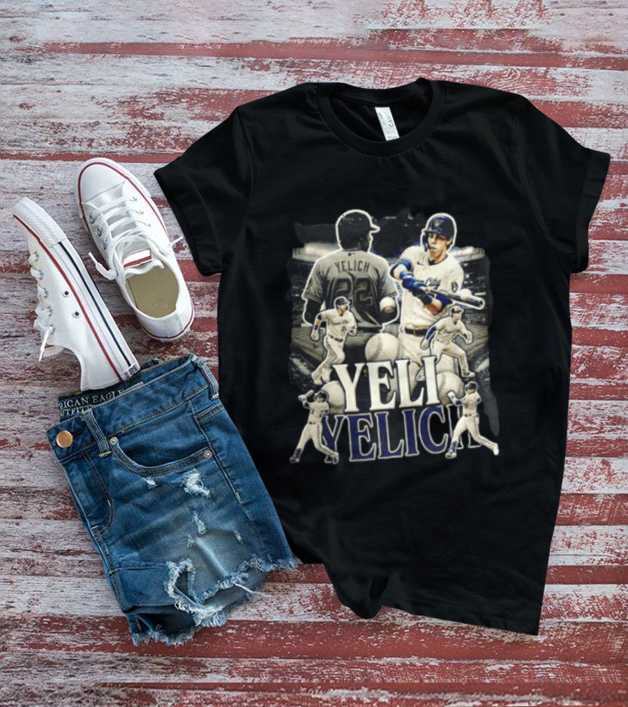 Milwaukee Brewers Yelich Baseball Player Action Poses 22 T-Shirt