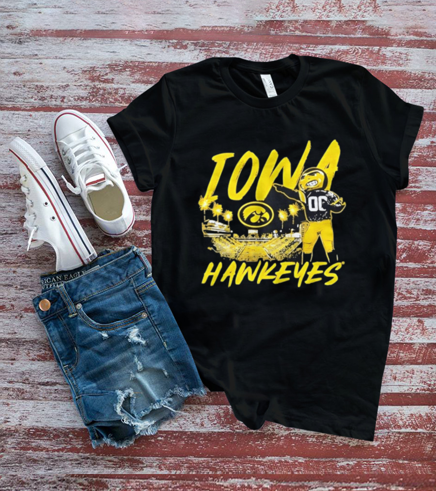 Iowa Hawkeyes 00 Mascot With Football Stadium T-Shirt