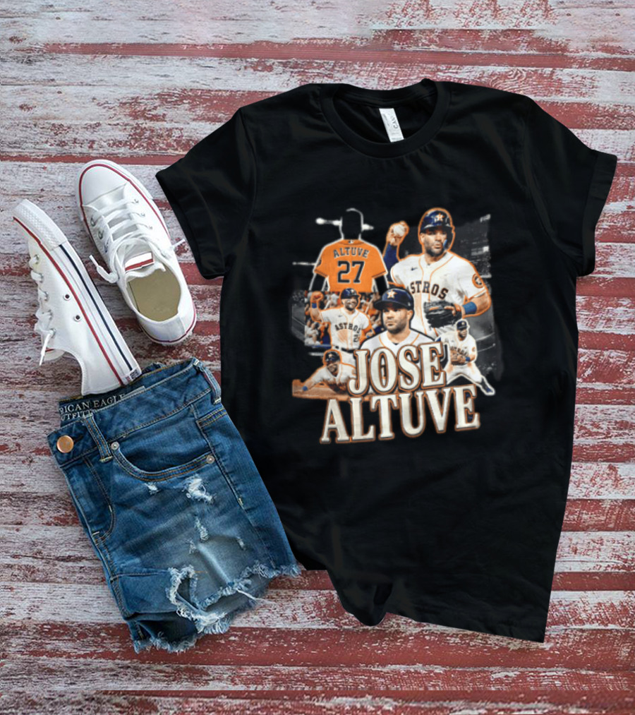 Houston Astros Jose Altuve 27 Collage Baseball Player T-Shirt