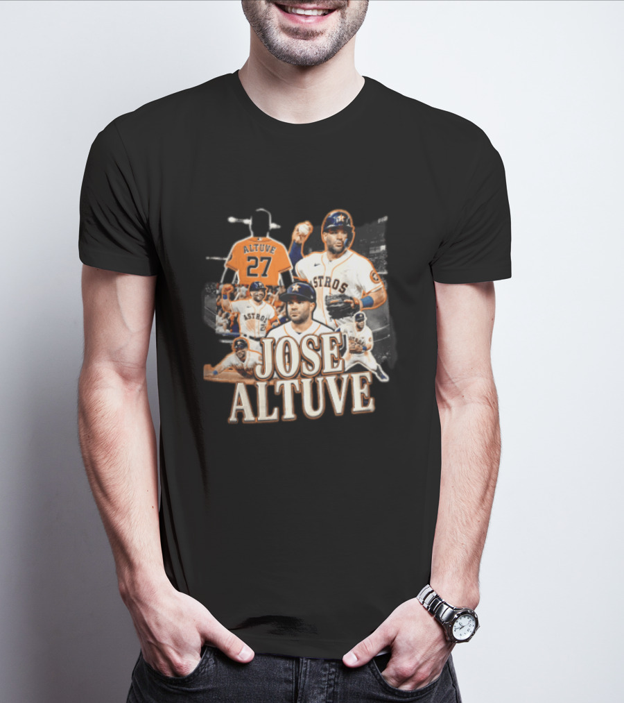 Houston Astros Jose Altuve 27 Collage Baseball Player T-Shirt