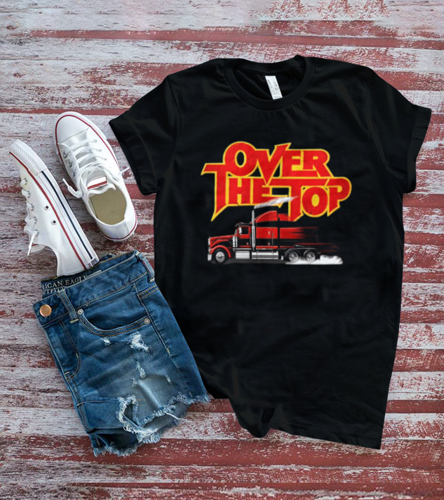 Over The Top Red Black Semi Truck Speeding T-Shirt