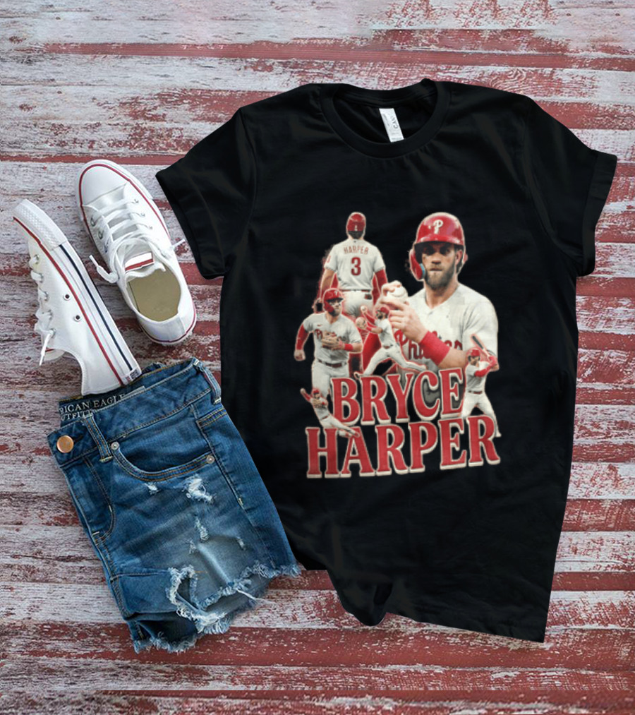 Philadelphia Phillies Bryce Harper Baseball Poses Vintage Look T-Shirt