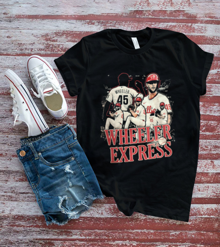 Philadelphia Phillies Wheeler Express 45 Pitching Baseball Collage T-Shirt
