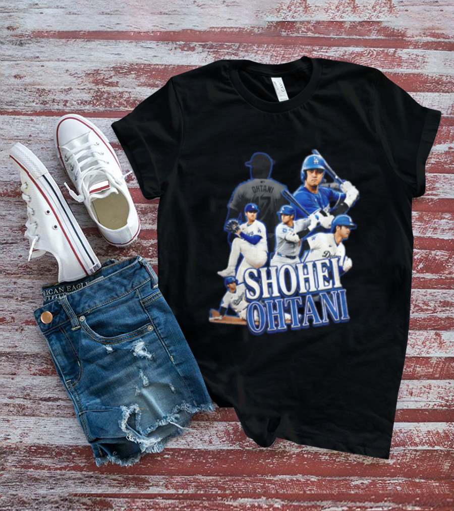 Los Angeles Dodgers Shohei Ohtani Baseball Player Collage T-Shirt