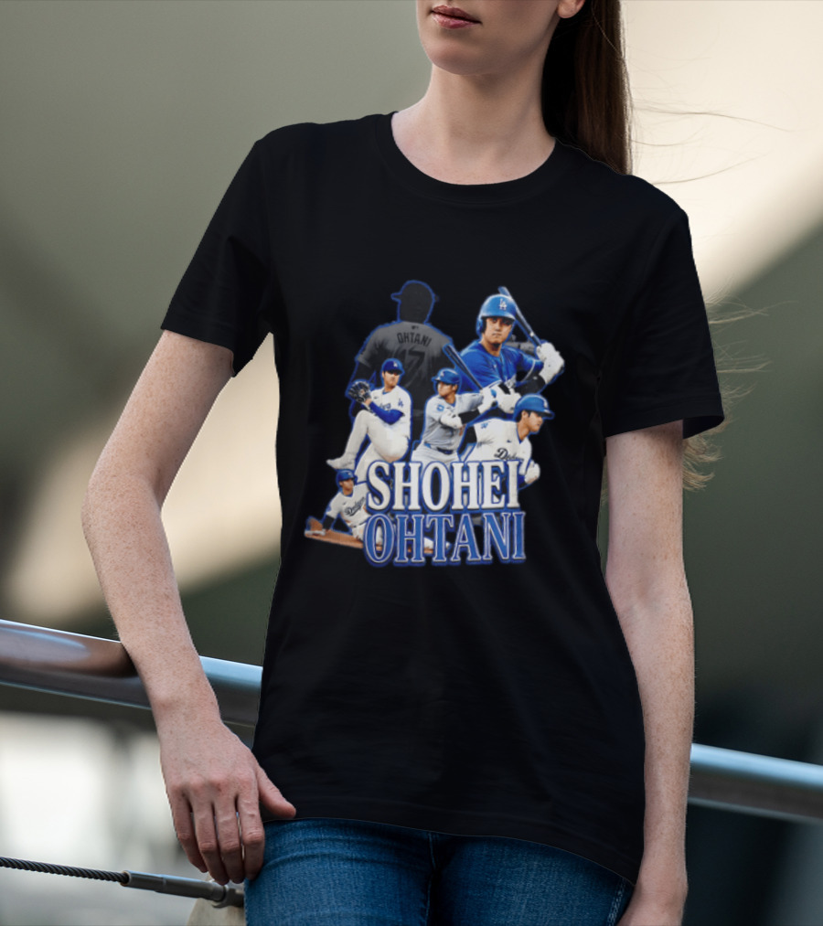 Los Angeles Dodgers Shohei Ohtani Baseball Player Collage T-Shirt