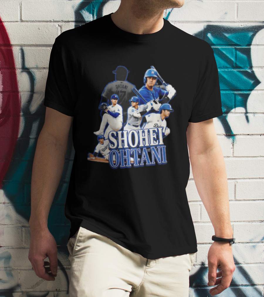 Los Angeles Dodgers Shohei Ohtani Baseball Player Collage T-Shirt