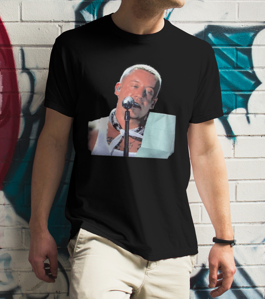 Macklemore White Bandana Performance Look Rapper T-Shirt