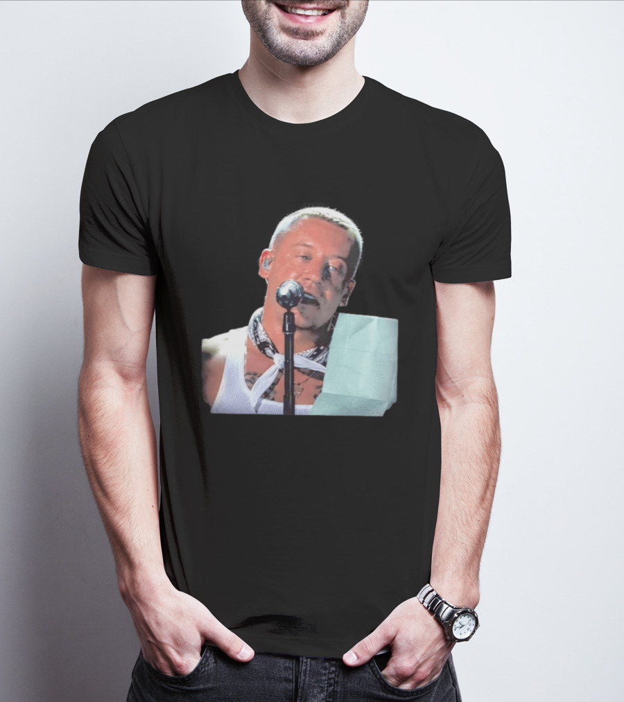 Macklemore White Bandana Performance Look Rapper T-Shirt