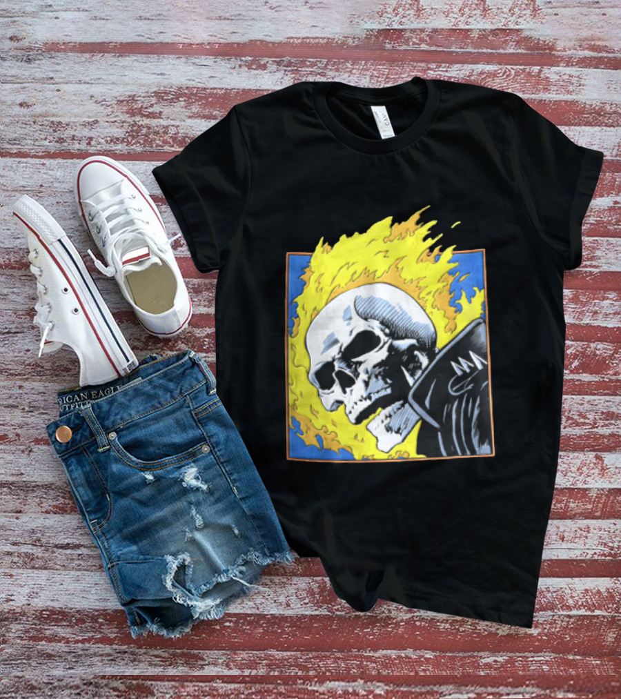 Marvel Ghost Rider Flaming Skull 1976 Comic Cover T-Shirt
