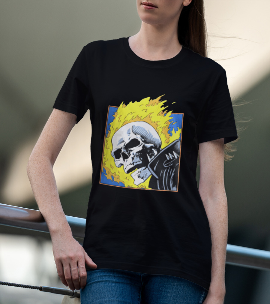 Marvel Ghost Rider Flaming Skull 1976 Comic Cover T-Shirt