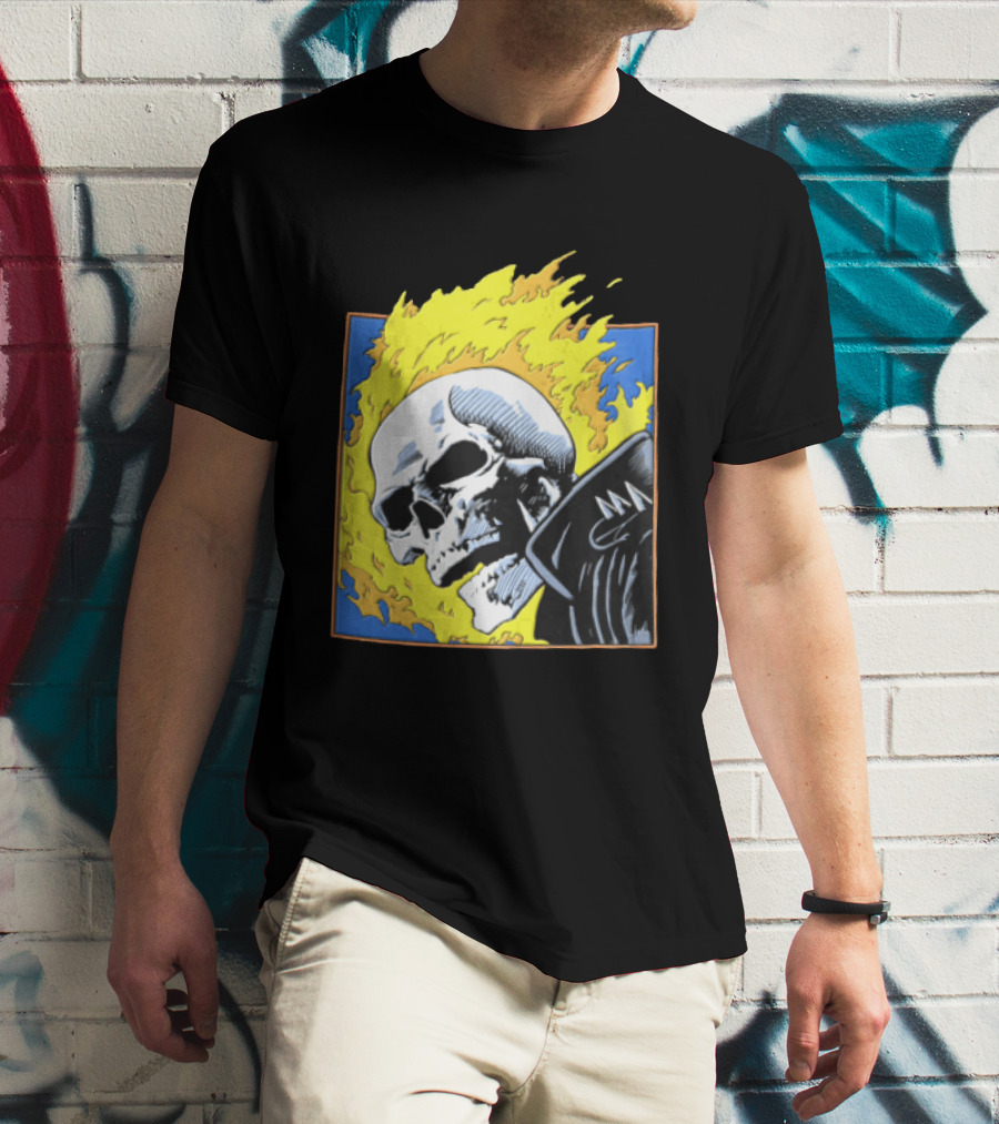 Marvel Ghost Rider Flaming Skull 1976 Comic Cover T-Shirt
