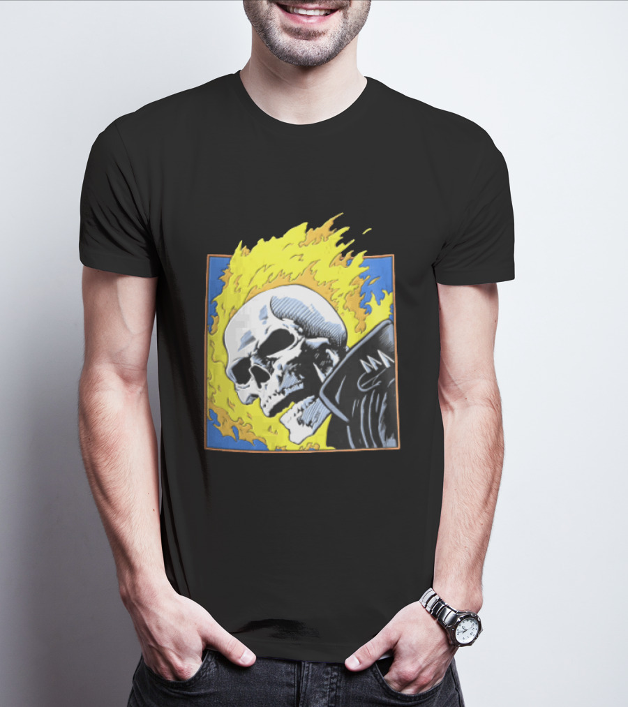 Marvel Ghost Rider Flaming Skull 1976 Comic Cover T-Shirt