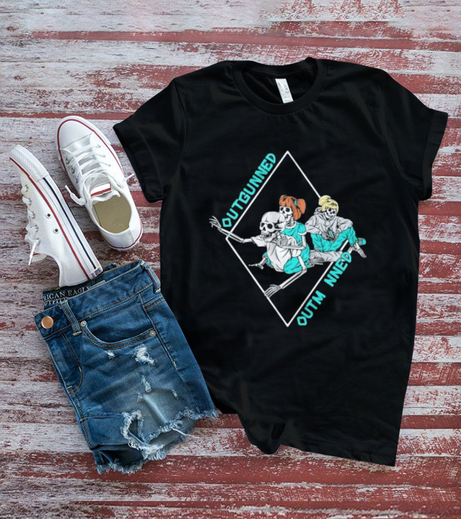 Outgunned Outmanned Skeleton Trio Casual T-Shirt