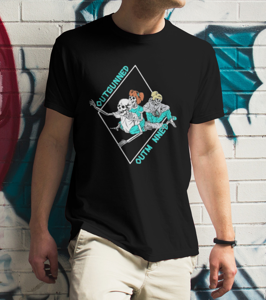 Outgunned Outmanned Skeleton Trio Casual T-Shirt