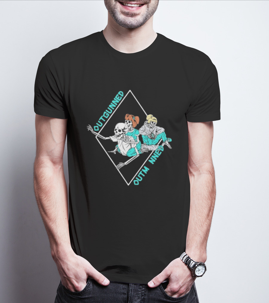 Outgunned Outmanned Skeleton Trio Casual T-Shirt