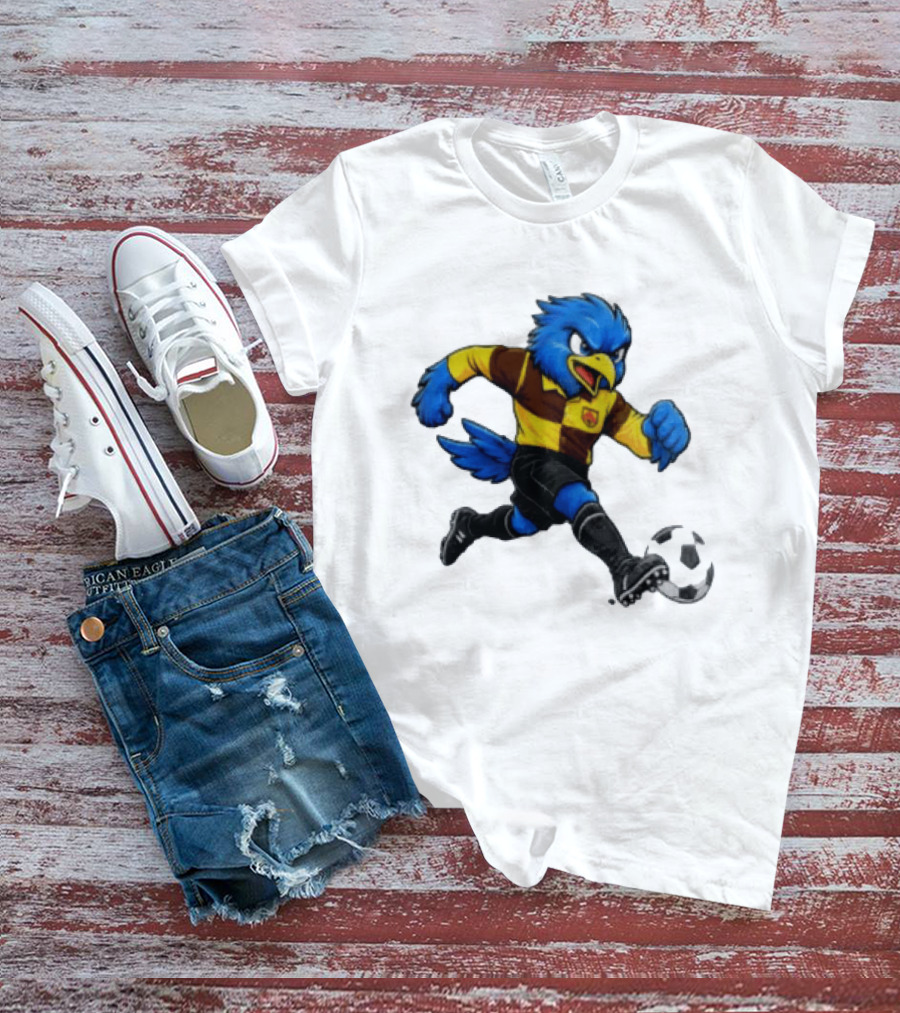 Cardiff Riverside Football Bluebird Mascot Soccer Player T-Shirt