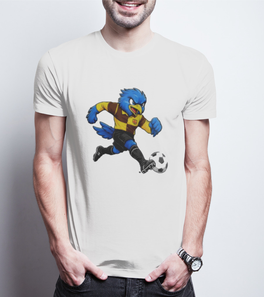 Cardiff Riverside Football Bluebird Mascot Soccer Player T-Shirt