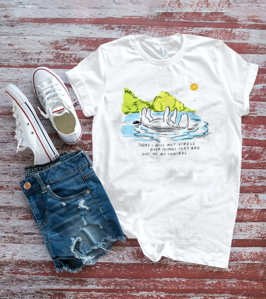 Eeyore Floating Relaxed With Sun Today I Will Not Stress Over Things That Are Out Of My Control T-Shirt
