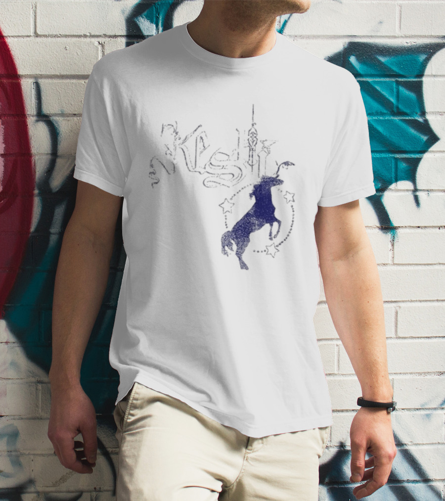 Keshi Stallion Star Circle Horse Blue T-Shirt