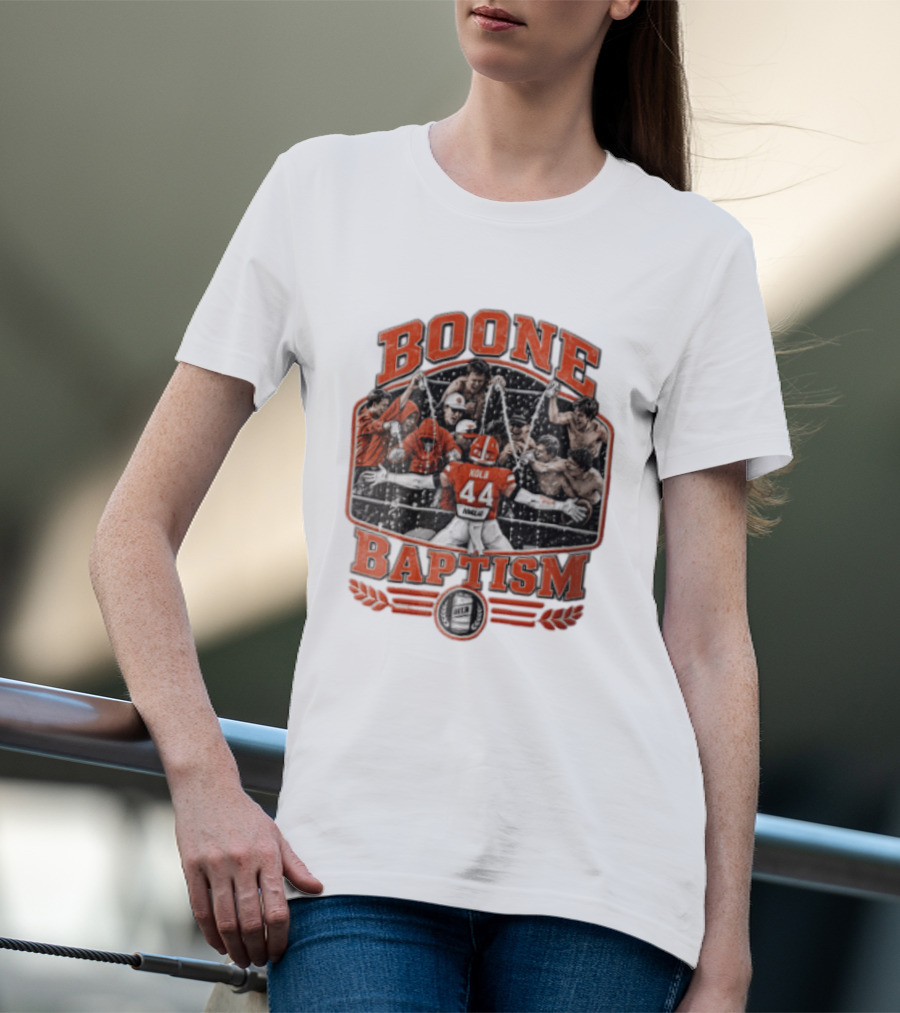 Boone Baptism Kolb Douglas Football Players Spraying Beer Celebration T-Shirt