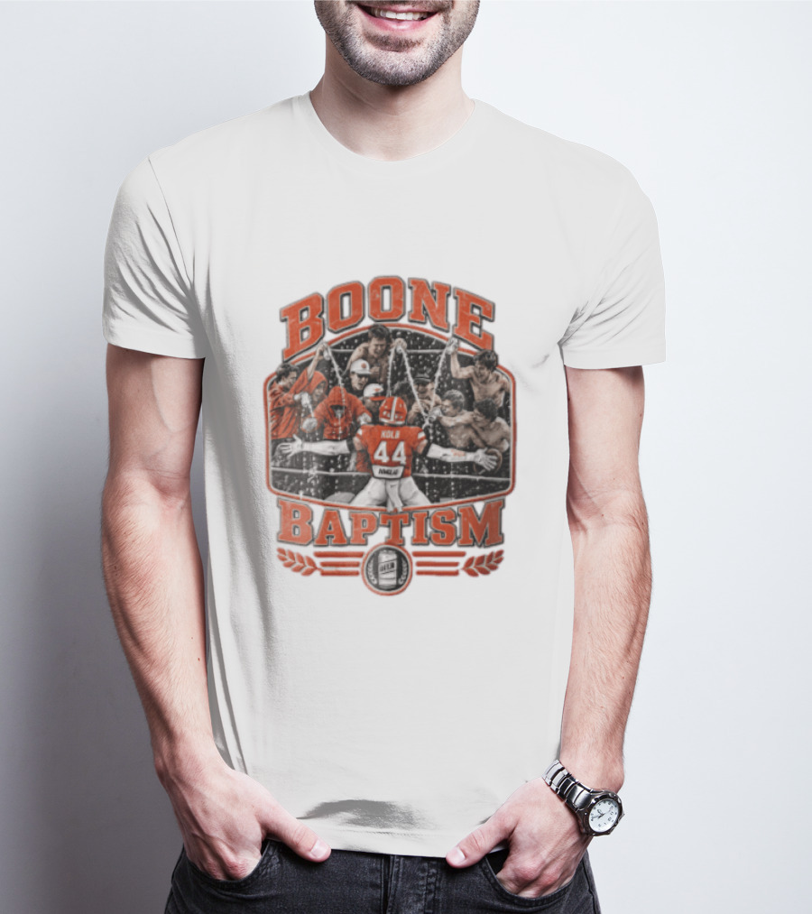Boone Baptism Kolb Douglas Football Players Spraying Beer Celebration T-Shirt