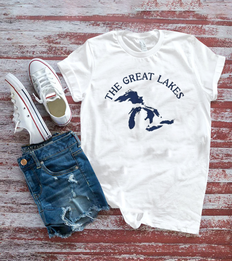 The Great Lakes Map Geography North America Waterways T-Shirt