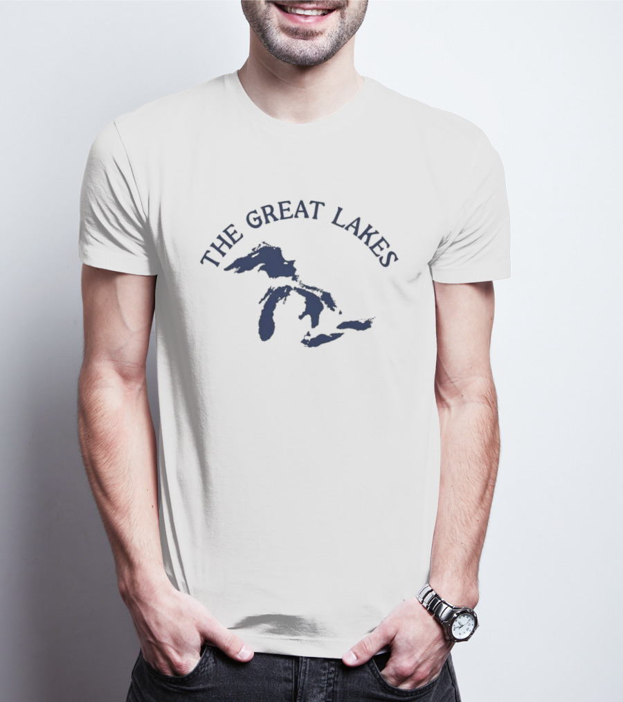The Great Lakes Map Geography North America Waterways T-Shirt