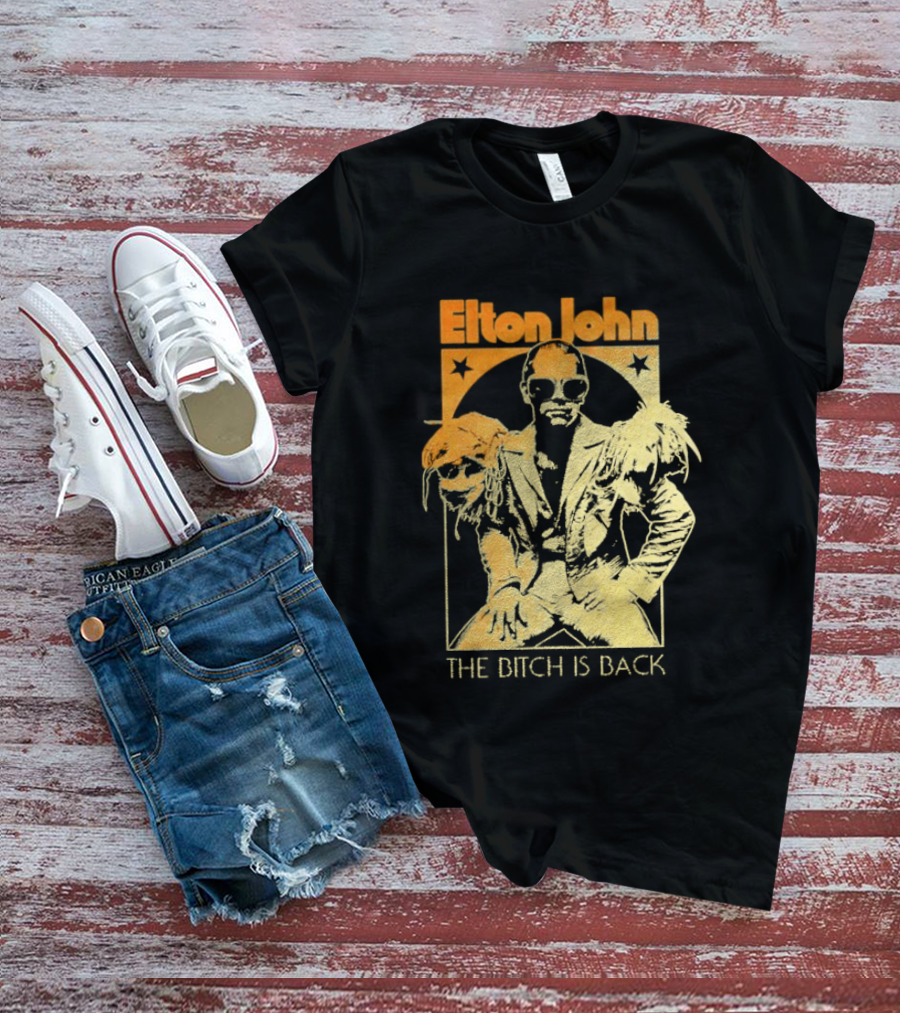 Elton John The Bitch Is Back Retro Style Gold T-Shirt