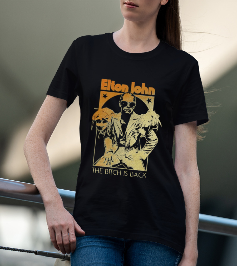 Elton John The Bitch Is Back Retro Style Gold T-Shirt
