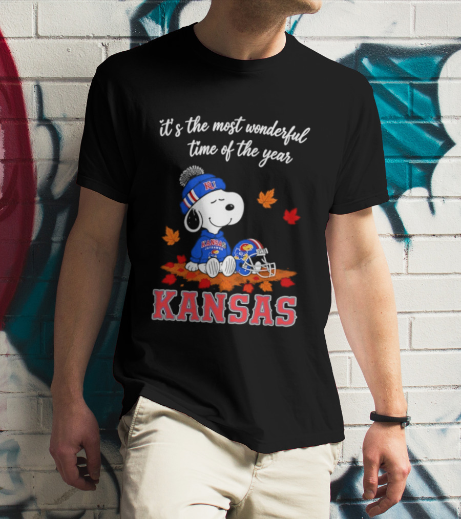 Kansas Jayhawks Snoopy It's The Most Wonderful Time Of The Year T-Shirt