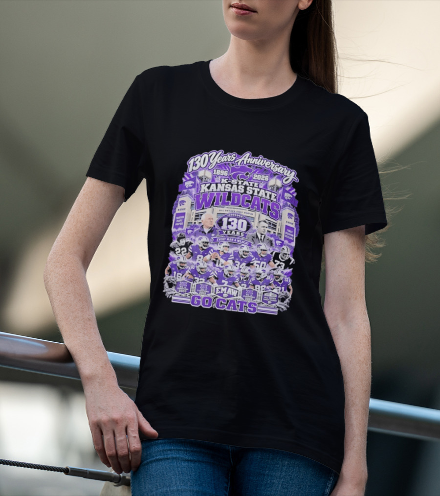 Kansas State Wildcats 130 Years Anniversary Every Man A Wildcat Bill Snyder Family Stadium Go Cats T-Shirt