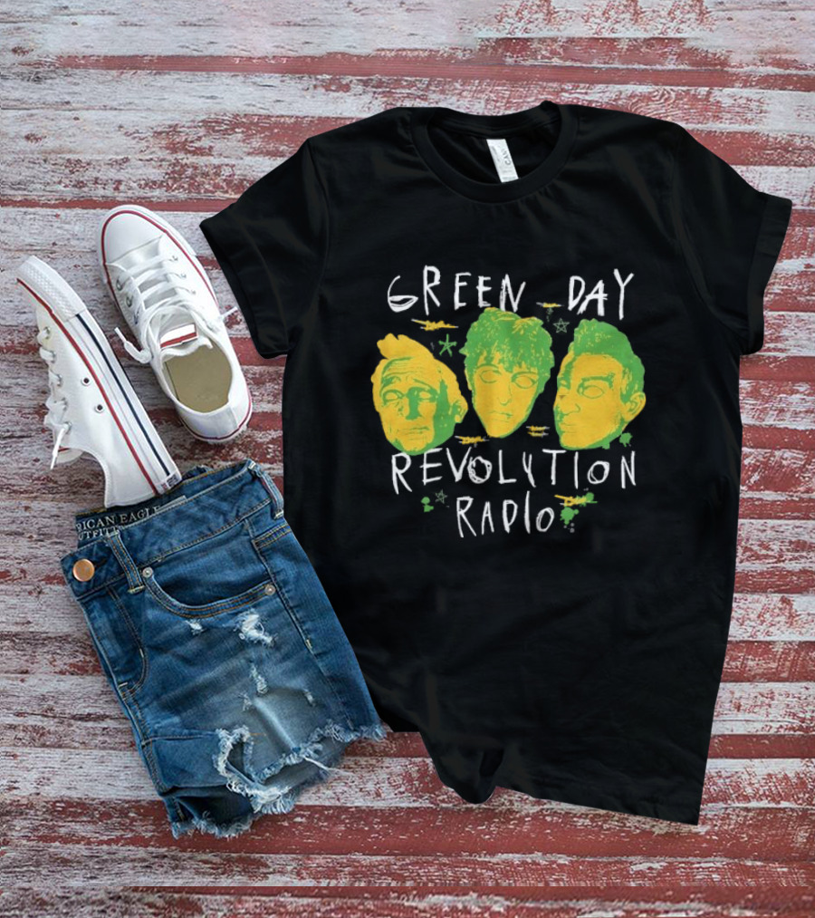 Green Day Revolution Radio Scribble Mask Faces T-Shirt