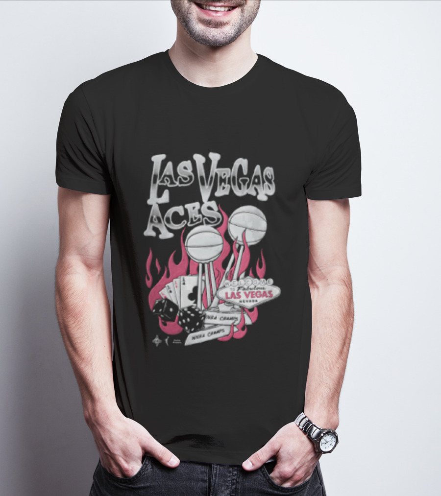 Las Vegas Aces Twice As Hot Dice And Flaming Cards T-Shirt