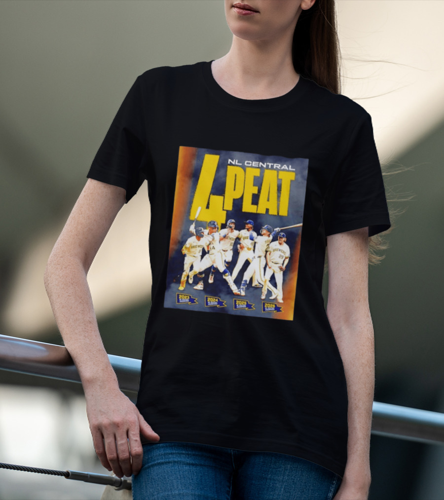 Milwaukee Brewers 4 Peat NL Central Champs 2023 2026 Players Edition T-Shirt